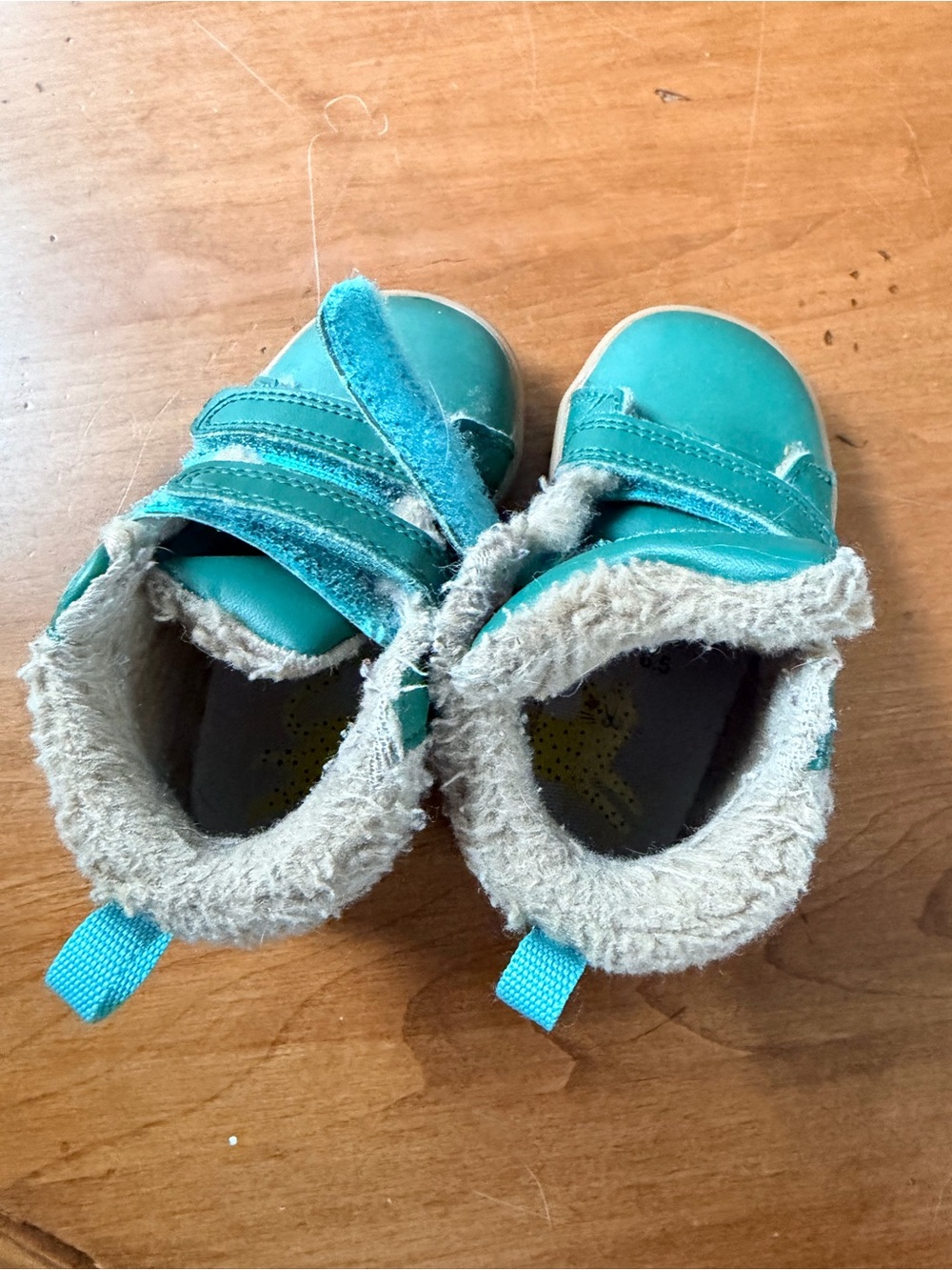 Kids Teal Faux-Fur Lined Snow Boots with Hook-and-Loop Straps